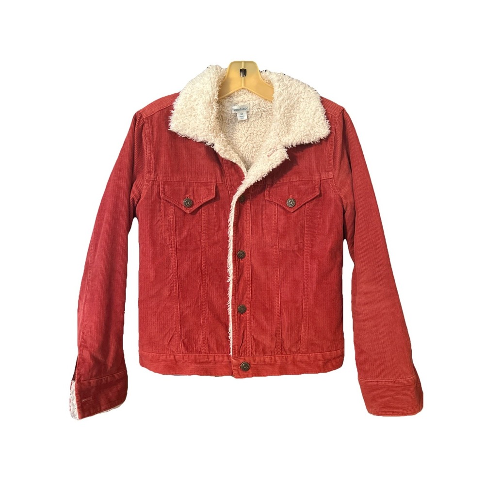 Sundance Corduroy Jacket Size XS Sherpa Lined Rust Color